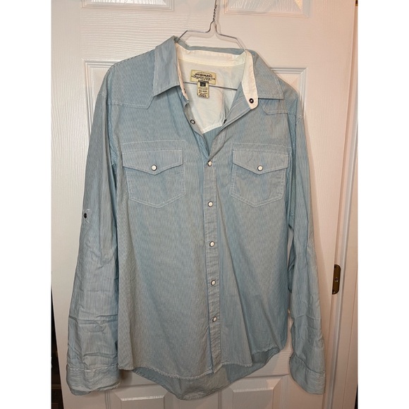 American Eagle Light Blue Long Sleeve Casual Dress Shirt - Picture 2 of 5